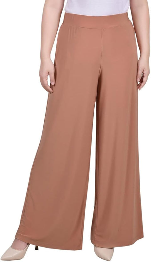 NY Collection Women's Blush Petites Wide Leg Pull On Palazzo Pants|NY Collection In Lebanon