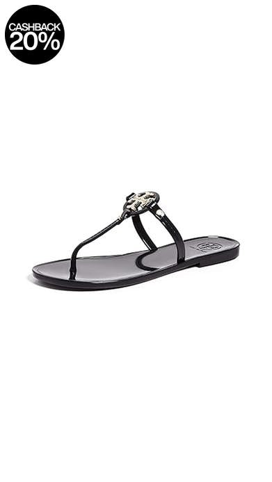 Tory Burch Women's Black Mini Miller Flat Thong Slipper |Tory Burch In Lebanon