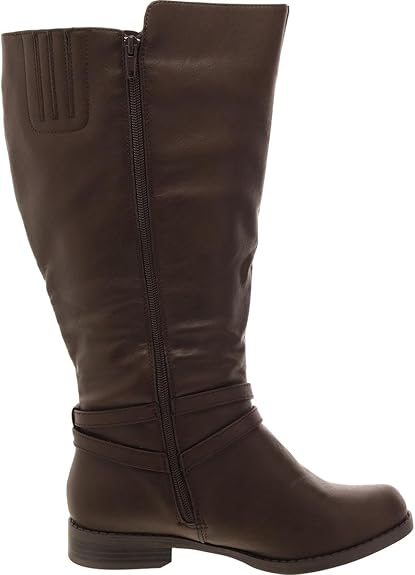 Easy Street Women's Dark Brown Bay Plus Leather Wide Calf Mid-Calf Boots| Easy Street In Lebanon