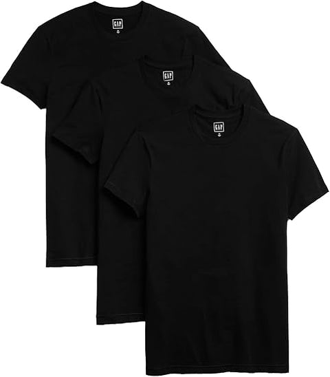 GAP Men's Black Pack Of 3 Cotton Crew Neck T-Shirt | GAP In Lebanon
