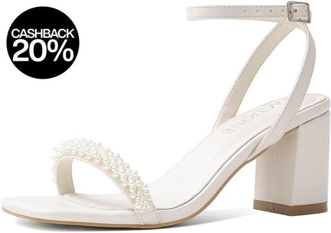 Lacuone Women's Buckle Square Toe Heeled Sandal | Lacuone In Lebanon