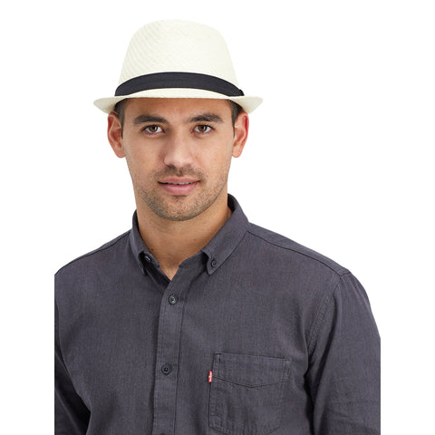 Levi's Men's Natural Straw Fedora Hat with Twill Band | Levi's In Lebanon