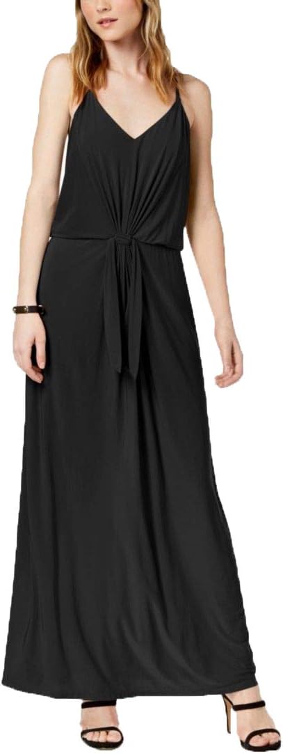 Bar III Women’s Black V-Neck Tie-Front Maxi Dress | Bar III in Lebanon