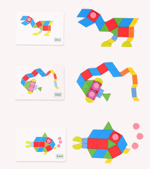 AKT Geometric Puzzle - Wooden Plate Tin Box Packaging 36 Pcs |AKT In Lebanon