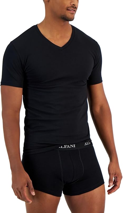 Alfani Men's Black Pack Of 4 100% Cotton Slim-Fit V-Neck T-Shirt | Alfani In Lebanon