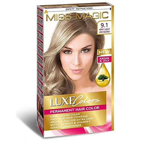 Miss Magic Luxe Colors Permanent Hair Colour Very Light Ash Blond 9.1
