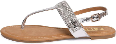 NITTI Women's Silver Flat Thong Sandals | NITTI In Lebanon