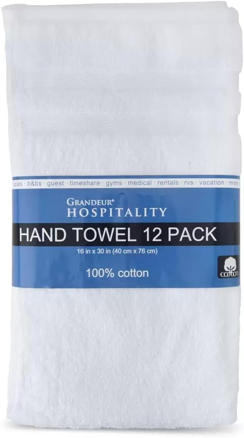 Grandeur Hospitality White Hand Towels 12pcs  70cm x 40cm | Grandeur Hospitality In Lebanon