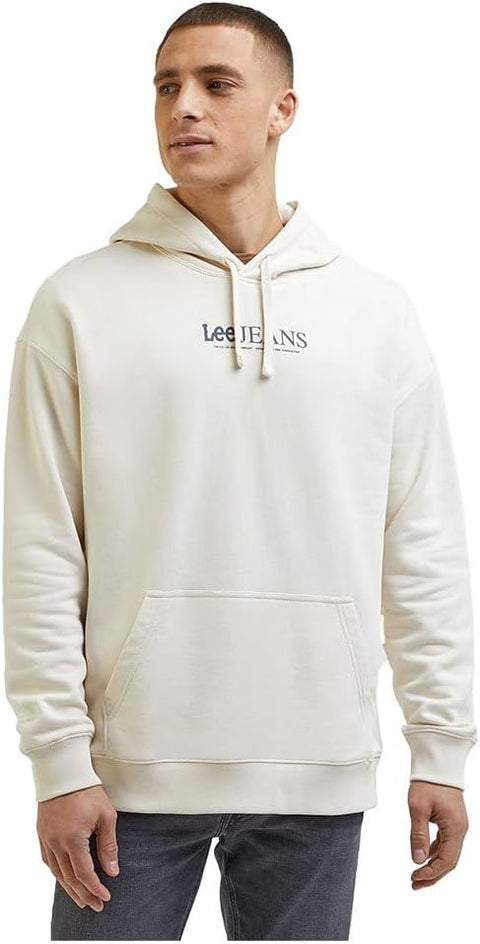 Lee Men's Beige Ecru Loose Logo Hoodie | Lee In Lebanon