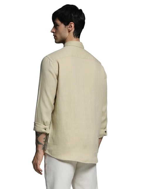 Jack & Jones Men's Beige Etwill Solid Long Sleeve Shirt | Jack & Jones In Lebanon