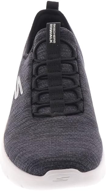 Gray sneaker with black laces on a white background