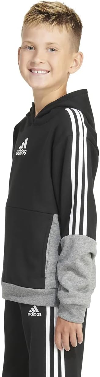 Adidas Big Boy's Black, Heather Grey Pullover Fleece Hoodie |Adidas In Lebanon