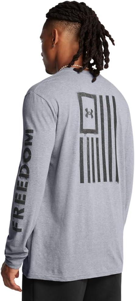 Under Armour Men's Gray Freedom Flag Graphic Long-Sleeve Blouse | Under Armour In Lebanon