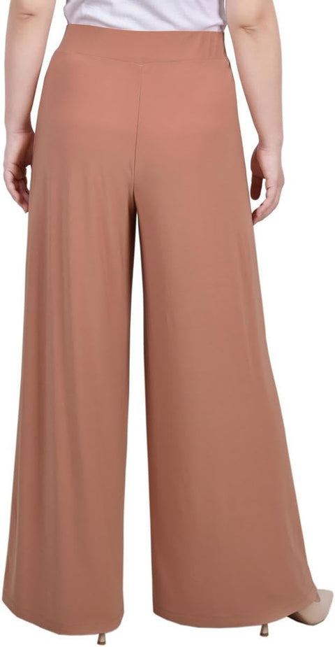 NY Collection Women's Blush Petites Wide Leg Pull On Palazzo Pants|NY Collection In Lebanon