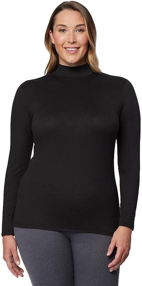 32 Degrees Women's  Black ltra Soft Thermal Lightweight Baselayer Mock Neck Long Sleeve  Blouse | 32 Degrees in Lebanon