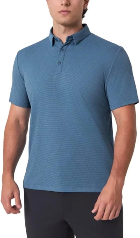 Modern Ambition Men’s Blue Moisture Wicking Short Sleeve Polo Neck T-Shirt | Modern Ambition In Lebanon