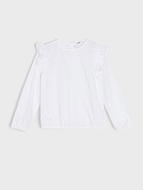 Sinsay Girl's White Long-Sleeve Shirt ANFK595
