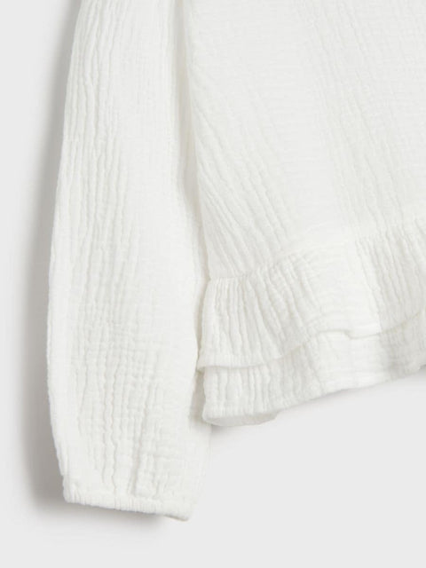 Sinsay Girl's White Long Sleeve Ruffle Blouse |Sinsay In Lebanon