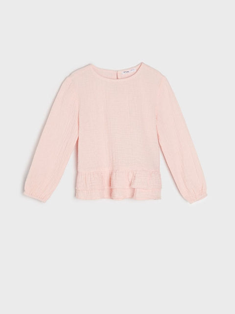 Sinsay Girl's Baby Pink Long Sleeve Ruffle Blouse |Sinsay In Lebanon