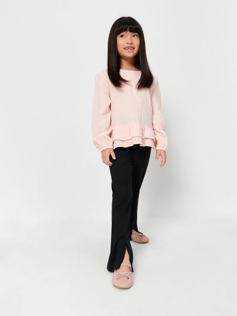 Sinsay Girl's Baby Pink Long Sleeve Ruffle Blouse |Sinsay In Lebanon
