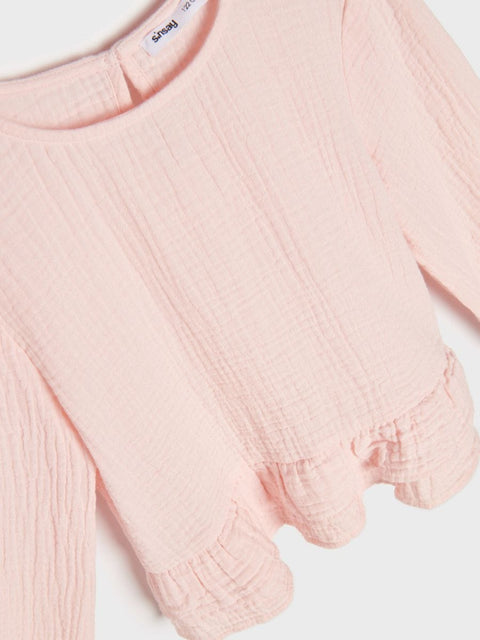 Sinsay Girl's Baby Pink Long Sleeve Ruffle Blouse |Sinsay In Lebanon