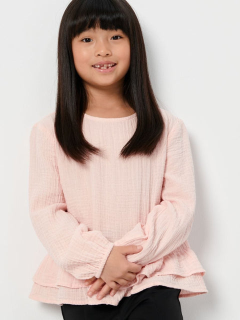 Sinsay Girl's Baby Pink Long Sleeve Ruffle Blouse |Sinsay In Lebanon