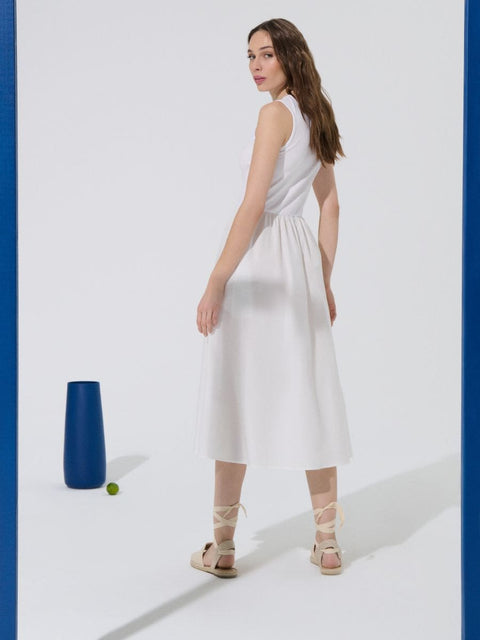 Sinsay Women's White Cotton Midi Dress With Pockets | Sinsay In Lebanon