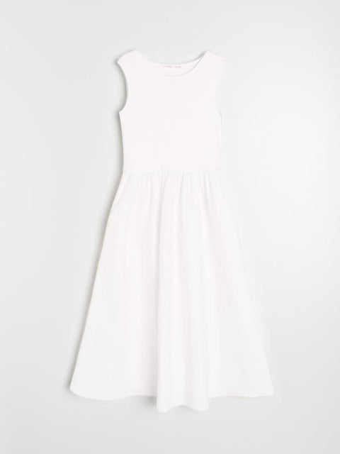 Sinsay Women's White Cotton Midi Dress With Pockets | Sinsay In Lebanon