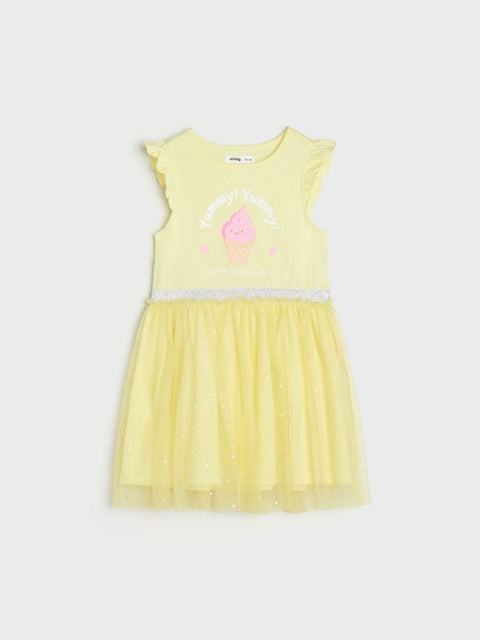 Sinsay Girl's Yellow Ice cream Print Tulle Dress | Sinsay In Lebanon