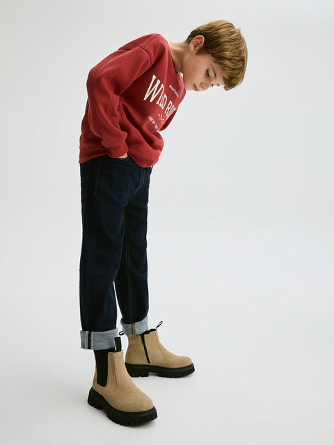 Reserved Boy's Beige Leather Ankle Boots | Reserved In Lebanon