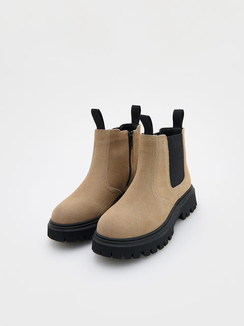 Reserved Boy's Beige Leather Ankle Boots | Reserved In Lebanon