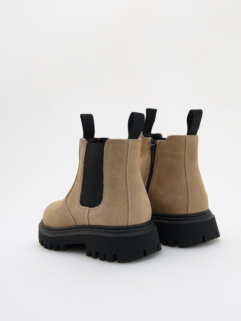 Reserved Boy's Beige Leather Ankle Boots | Reserved In Lebanon