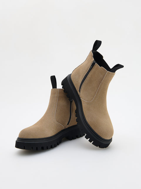 Reserved Boy's Beige Leather Ankle Boots | Reserved In Lebanon