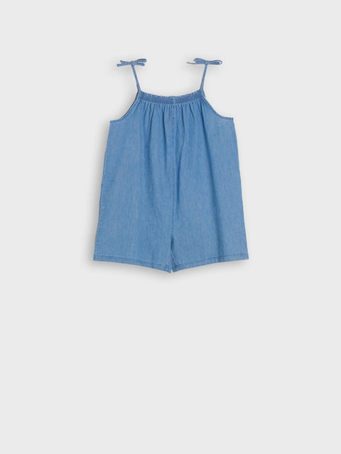 Sinsay Girl's Blue Denim Romper With Decorative Gathering | Sinsay In Lebanon