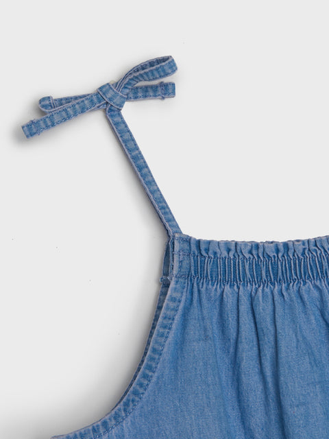 Sinsay Girl's Blue Denim Romper With Decorative Gathering | Sinsay In Lebanon