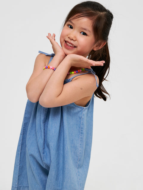 Sinsay Girl's Blue Denim Romper With Decorative Gathering | Sinsay In Lebanon