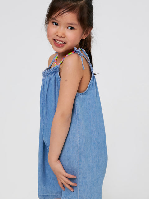 Sinsay Girl's Blue Denim Romper With Decorative Gathering | Sinsay In Lebanon