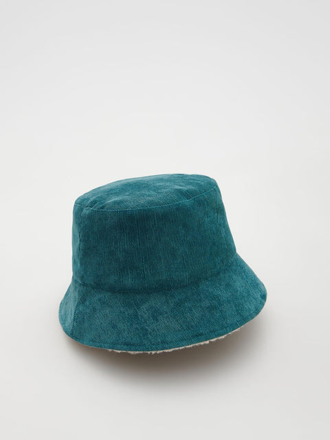 Teal bucket hat on a light gray background