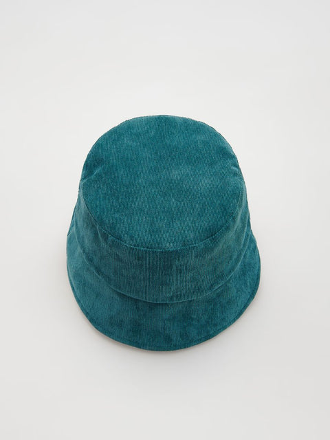 Teal bucket hat on a light gray background