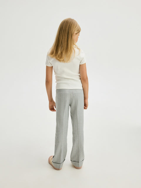 Reserved Girl's Light Grey Striped Flare Trousers | Reserved In Lebanon