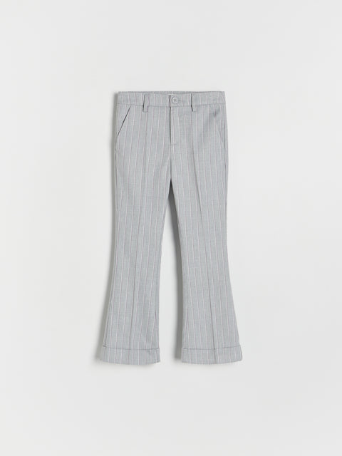 Reserved Girl's Light Grey Striped Flare Trousers | Reserved In Lebanon