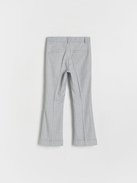 Reserved Girl's Light Grey Striped Flare Trousers | Reserved In Lebanon
