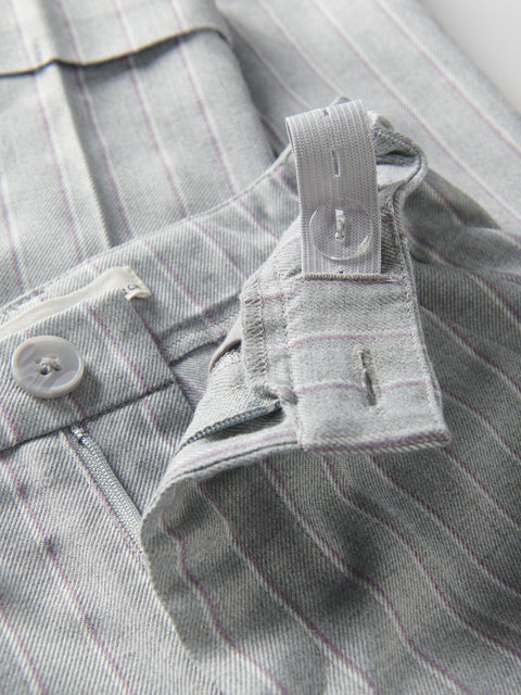 Reserved Girl's Light Grey Striped Flare Trousers | Reserved In Lebanon