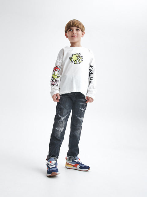 Reserved Boy's Black Adjustable Waist Distressed Jeans | Reserved In Lebanon