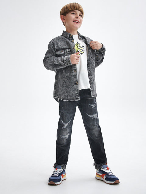 Reserved Boy's Black Adjustable Waist Distressed Jeans | Reserved In Lebanon