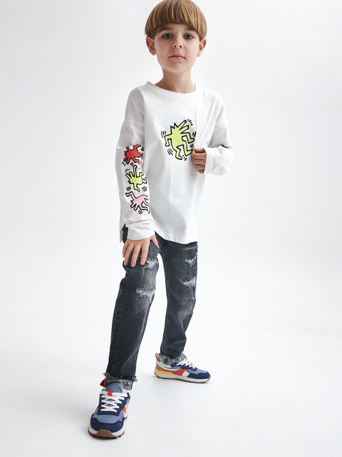 Reserved Boy's Black Adjustable Waist Distressed Jeans | Reserved In Lebanon