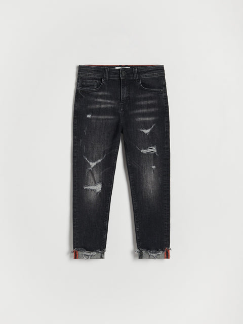 Reserved Boy's Black Adjustable Waist Distressed Jeans | Reserved In Lebanon
