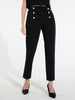 Sinsay Women Black High-Waisted Decorative Button Trousers | Sinsay in Lebanon