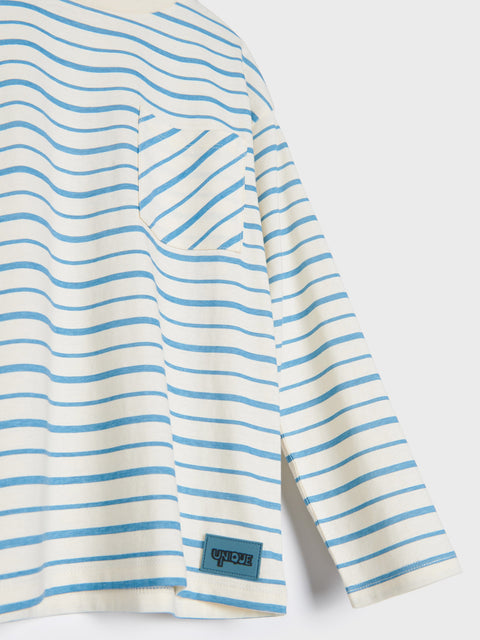 Sinsay Boy's Beige & Blue Striped Chest Pocket Long Sleeve Blouse | Sinsay In Lebanon