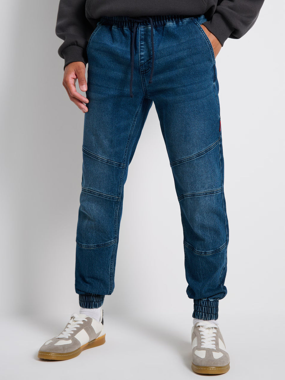 Sinsay Men's Dark Blue Jogger Jeans With Tie Detail | Sinsay In Lebanon